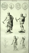 The Gods Jupiter Numismatics Engraving Print 1719 Roman Mythology