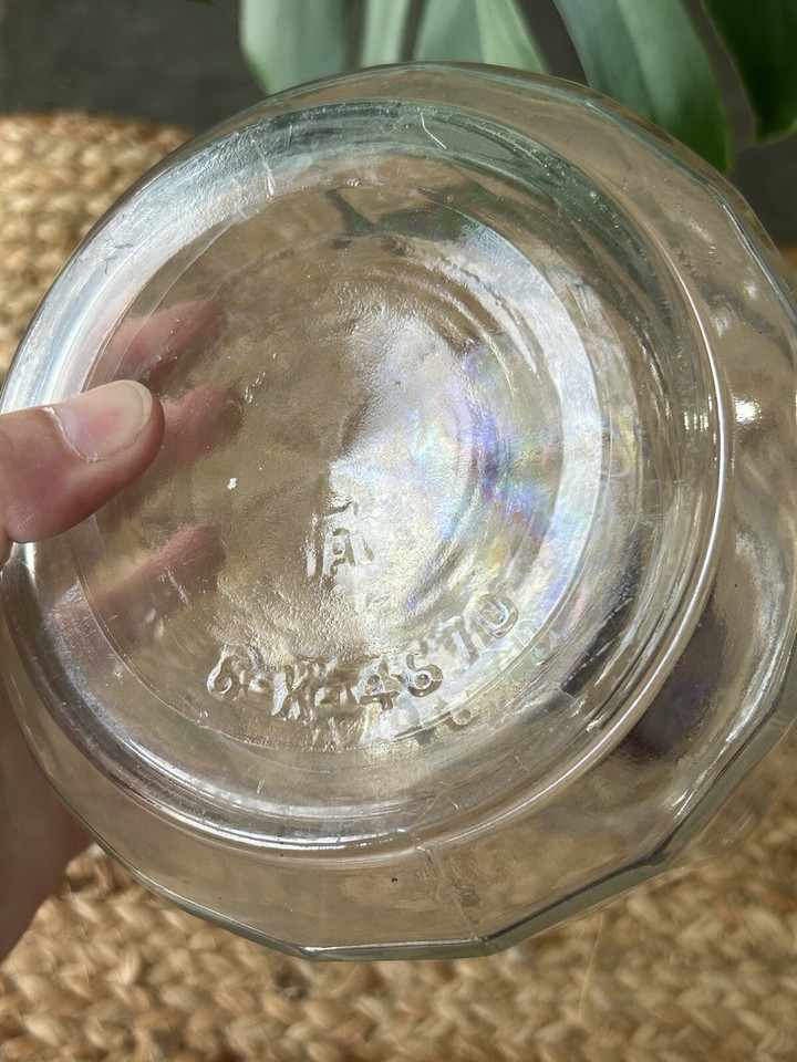 Vintage Anchor Hocking Frozen Juicy Orange Drink Glass Lidded Jar Jug