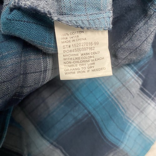 Ely Cattleman Herren blau kariert Perlen Druckknopf Langarm Hemd Western Größe Large - Bild 11 von 17