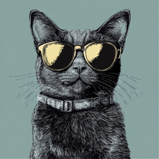 Wall Decal Sticker Cat with Sunglasses Wall Sticker 18X18cm Large