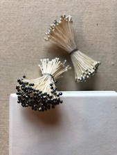 Vintage Millinery Flower Black Silver Gray Stamen 2 bunch Lot Unused Stock HzN