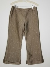 Giorgio Armani Women Jacquard Flare Cuffed Crop Pants Golden Brown Sz IT 42/US 6