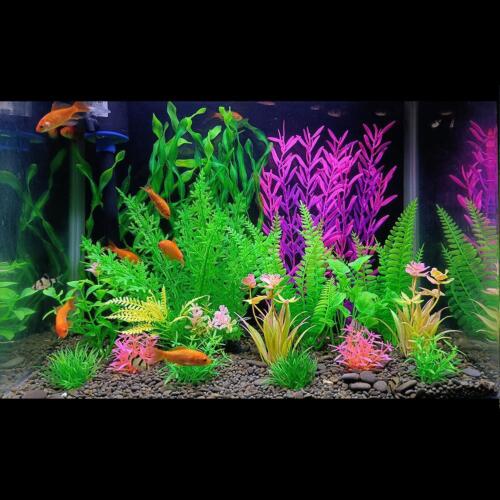 Full Set Aquarium Artificial Plastic Plants Decoration Fish Tank Rock Cave FAST