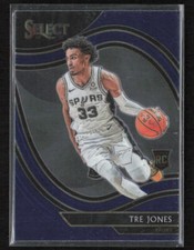 2020-21 Panini Select #263 Tre Jones Courtside Blue RC Spurs