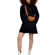 Topshop Funnel Neck Sweater Dress Black Size Medium Women Long Sleeves