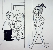 [HUMOUR - PRESSE] Guy VALLS : Examen médical, DESSIN Original signé