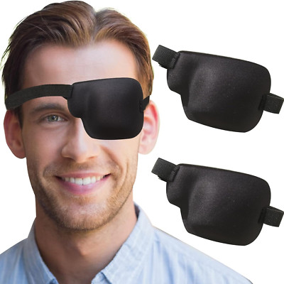 2Pcs 3D Eye Patches for Adults, Adjustable Medical Eyepatch for Lazy Eye, Black