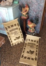Qty 2 Baxter Barn Chicken Feed Sacks Bags Hens Paper16x35" Farmhouse Display NEW