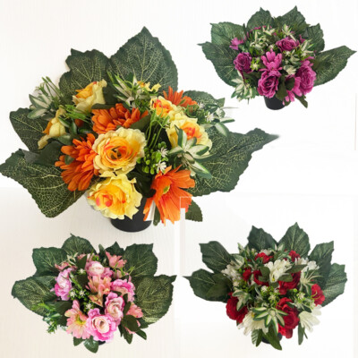 Großer Rose & Gerbera Busch Crem Topf, Grab Blume für Vase schöne Denkmal Hommage