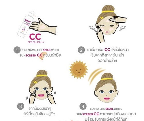 5x 50ml Snail White Namu Life Snailwhite Sunscreen Protect CC Cream SPF 50/PA+++ - Picture 7 of 12