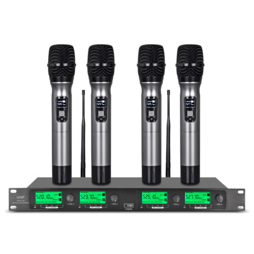 Pro Audio UHF Wireless Microphone System 4 Channel 4 Handheld Metal Dynamic Mic - Afbeelding 1 van 5