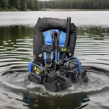 Black BLUE ASV SCUBA Diving USA Made BCD Buoyancy Control Device Size XL USED
