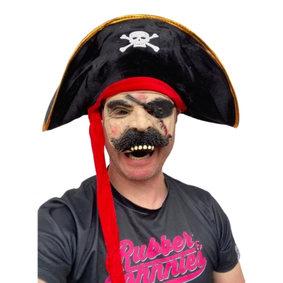 RUBBER JOHNNIES Adult Pirate Hat with Skull Costume Blackbeard Fancy Dress Accessory Kids Child
