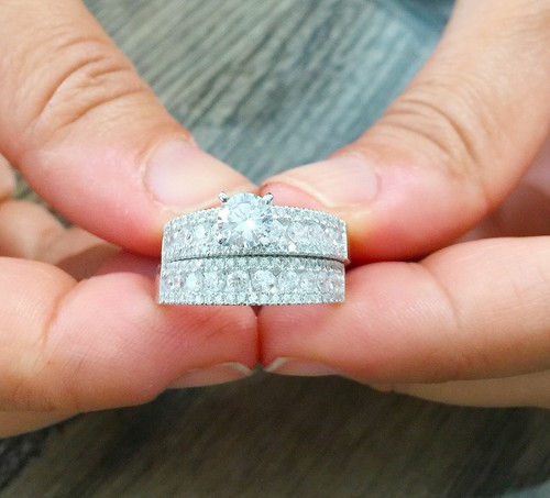 GIA-zertifiziert 14k massives Weißgold Rundschliff Diamant Verlobungsringe 2,00 ctw - Bild 9 von 11