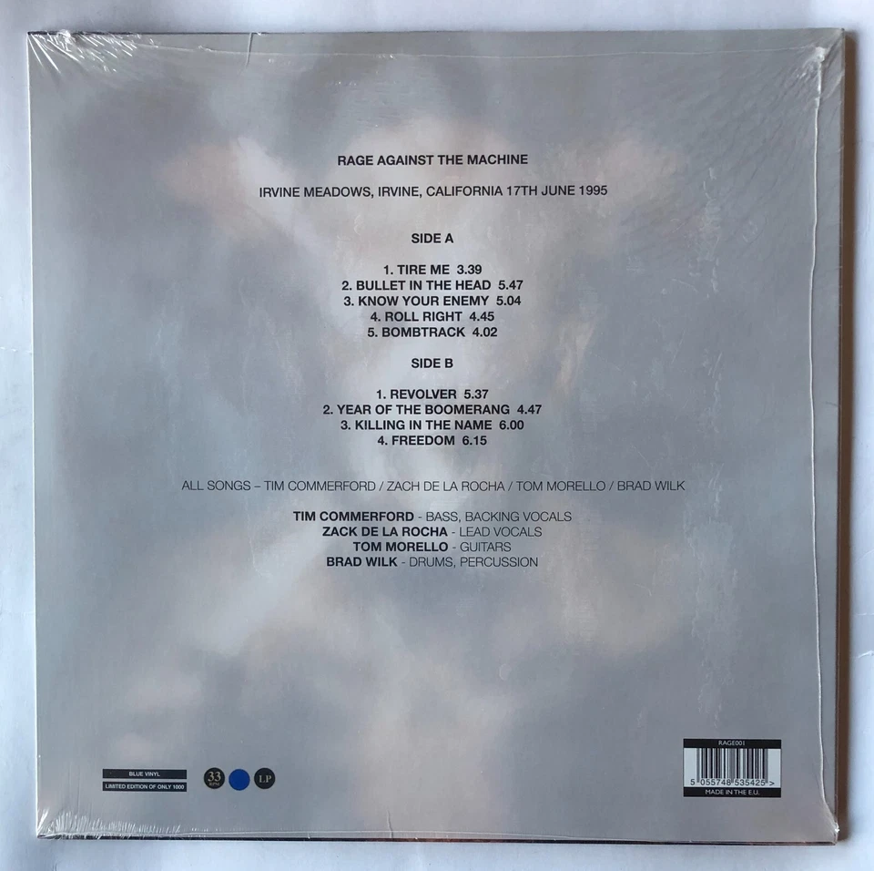 Rage Against The Machine Live At Irvine Meadows 1995 Vinyl Record New Sealed - Image 2 of 4