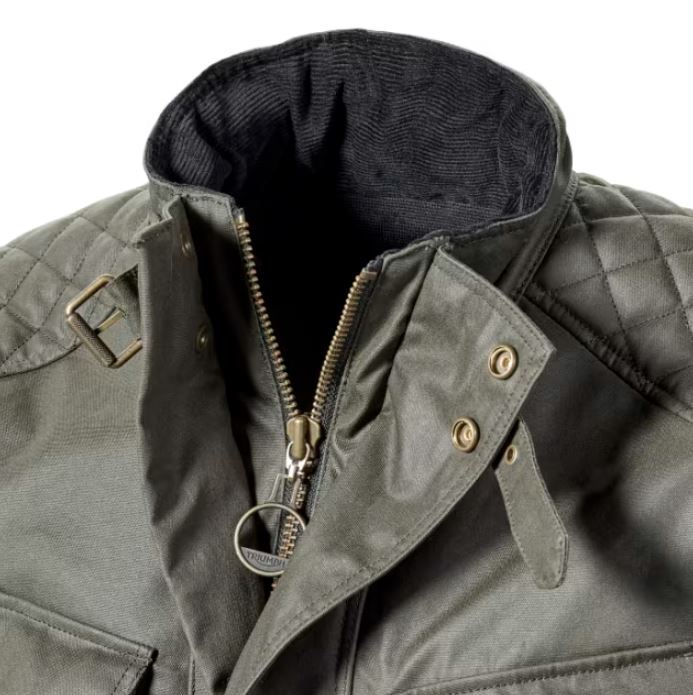 Triumph Motorcycles Beck Wax Motorcycle Jacket Khaki Green