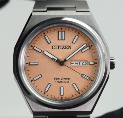 Citizen Super Titanium Sapphire AW0130-85Z Orange Dial Eco-Drive