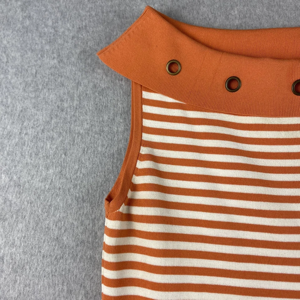 Топ женский Joseph A большой L оранжевый белый в полоску вырез лодочка без рукавов морской - Изображение 2 из 4