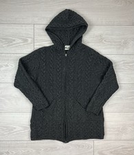 Arancrafts Ireland Wool Full Zip Knit Cardigan Sweater Womens L Size