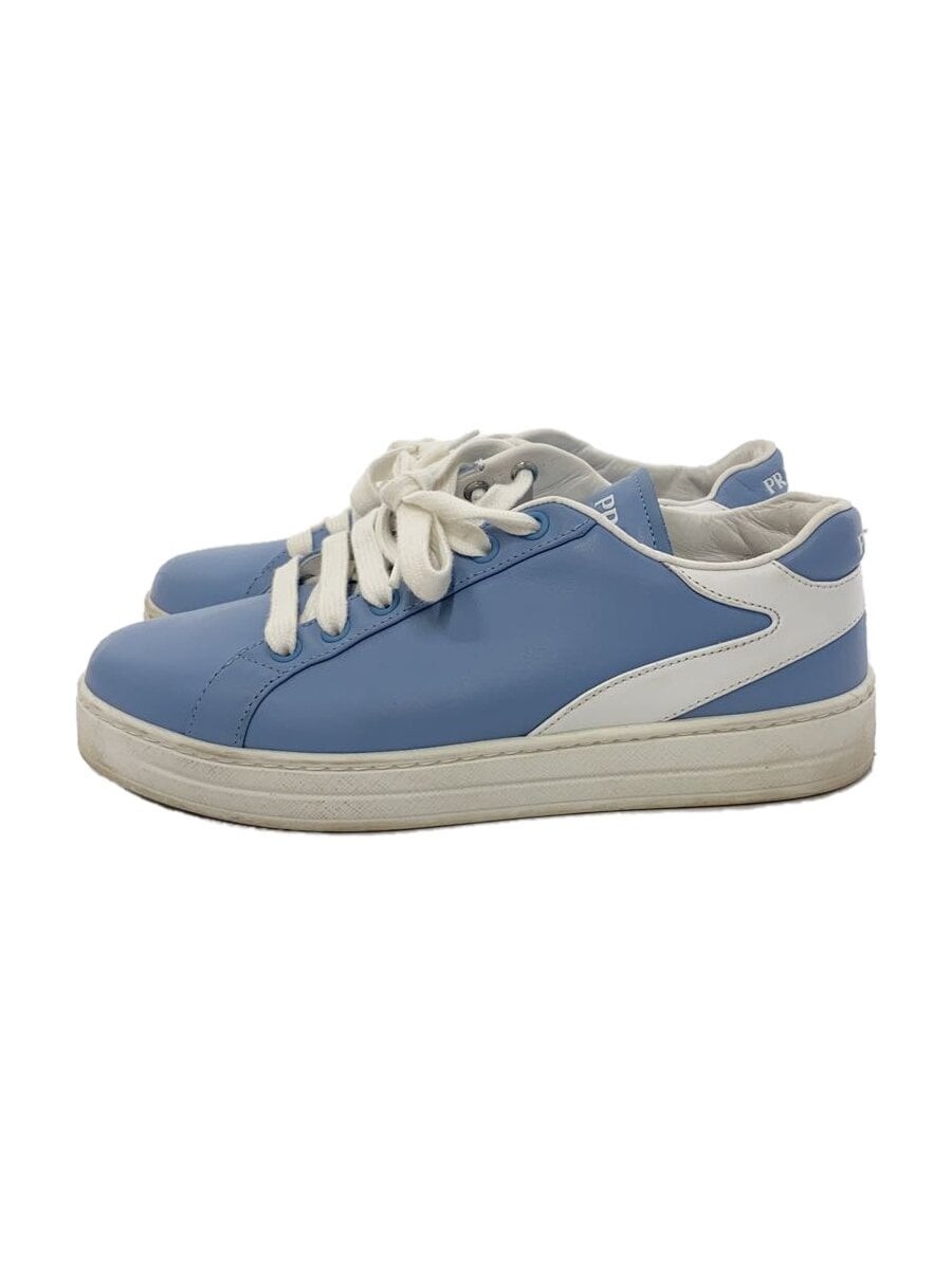 PRADA Low cut Sneakers 37 Blue Light Blue Leather 1E126M Solid Logo