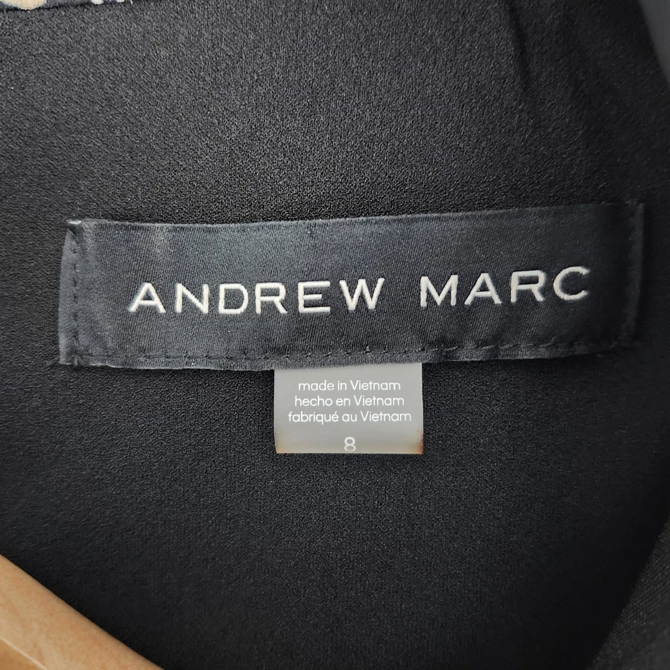 Vestido Camisa Andrew Marc Manga Larga Cuello Cuello Mujer 8 Negro Cachemira Elastizado Foto 2 de 4