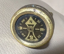 VTG Brass Pin-On Compass: Made by  PIC, Japan;  Used Hiking, Hunting, Outdoors