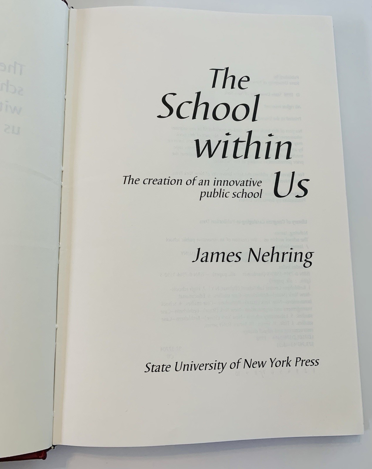 The School within Us James Nehring 1998 Hardcover Innovative Public School