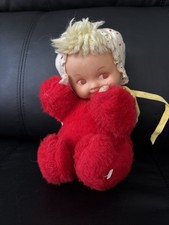 Vtg Eden Waggie Musical Red Baby Doll Plush Toy Wind Up Moving Head