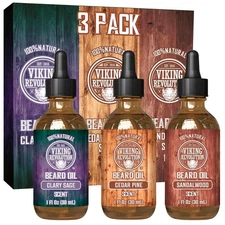 Beard Oil for Men 3 Pack - Natural Mens Beard Oil Variety Set - Sandalwood, P...
