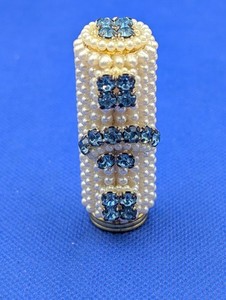 VTG Trickettes By Wiesner Of Miami Lipstick Case Rhinestones And Pearls