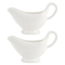 New Cabilock Ceramic Gravy Boat - 2pcs Porcelain Creamer Pitcher with Handle 3oz