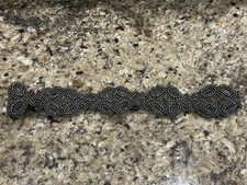 VTG 90'S STRETCH FLORAL DESIGN SILVER TONE  BEAD STRETCH BELT NWT