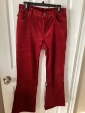 Ralph Lauren RL Women's Pants Jeans Size 8 Ruby Red Velvet Velour Boot Cut