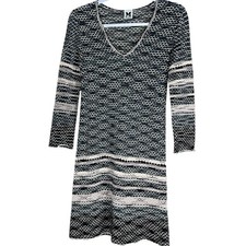 Missoni Black Honeycomb Knit Wool Blend Long Sleeve Sweater Midi Dress Size 4