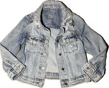 GAP Baby Toddler 3 Years Distressed Denim Jacket Blue Long Sleeve 3T Snap Button