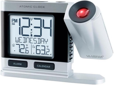 La Crosse Technology Silver Atomic Projection Alarm Clock LCD Plug-In 2.5 In.