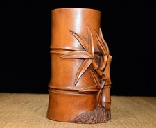 Portapenne cinese legno intagliato scrivania organizer legno bambù intagliato a mano cicala