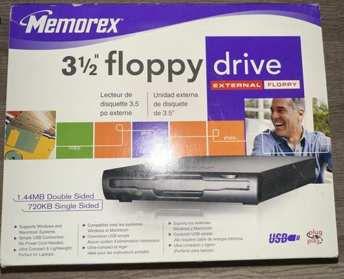 Memorex USB Floppy Drive External 720KB Single 1.44MB Double Sided New in Box