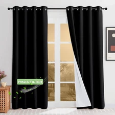 Anti Dust Soundproof 100% Blackout Curtains 4 Layers Heavy Duty Energy Effici...