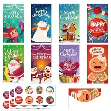 72PCS Christmas Money Gift Cards Cash Holders Envelopes Stickers Set