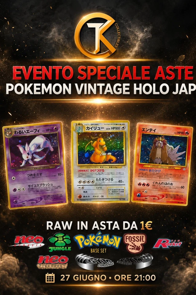 🔥[EVENTO SPECIALE] 🔥ASTE POKEMON VINTAGE HOLO JAP  START 1€