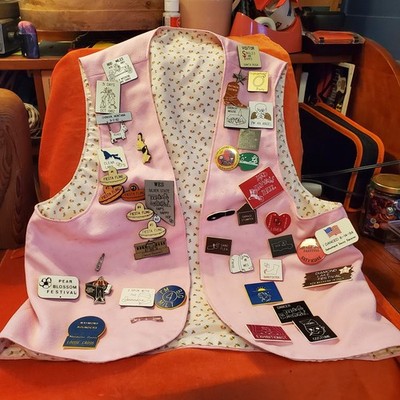 square dancing, Cloverdale,  Mendocino, Santa Rosa Themed Vintage Vest With Pins
