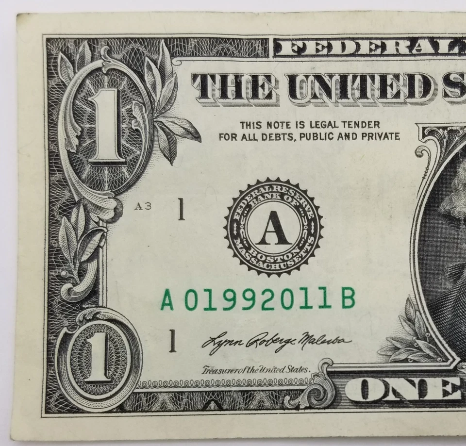 Birthday Anniversary 1992 2011 Boston $1 Dollar Fancy Serial Number 2021 A B - Image 2 of 4