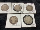 90% Silver Barber Half Dollars 50c. Mixed Dates. Lot Of (5)