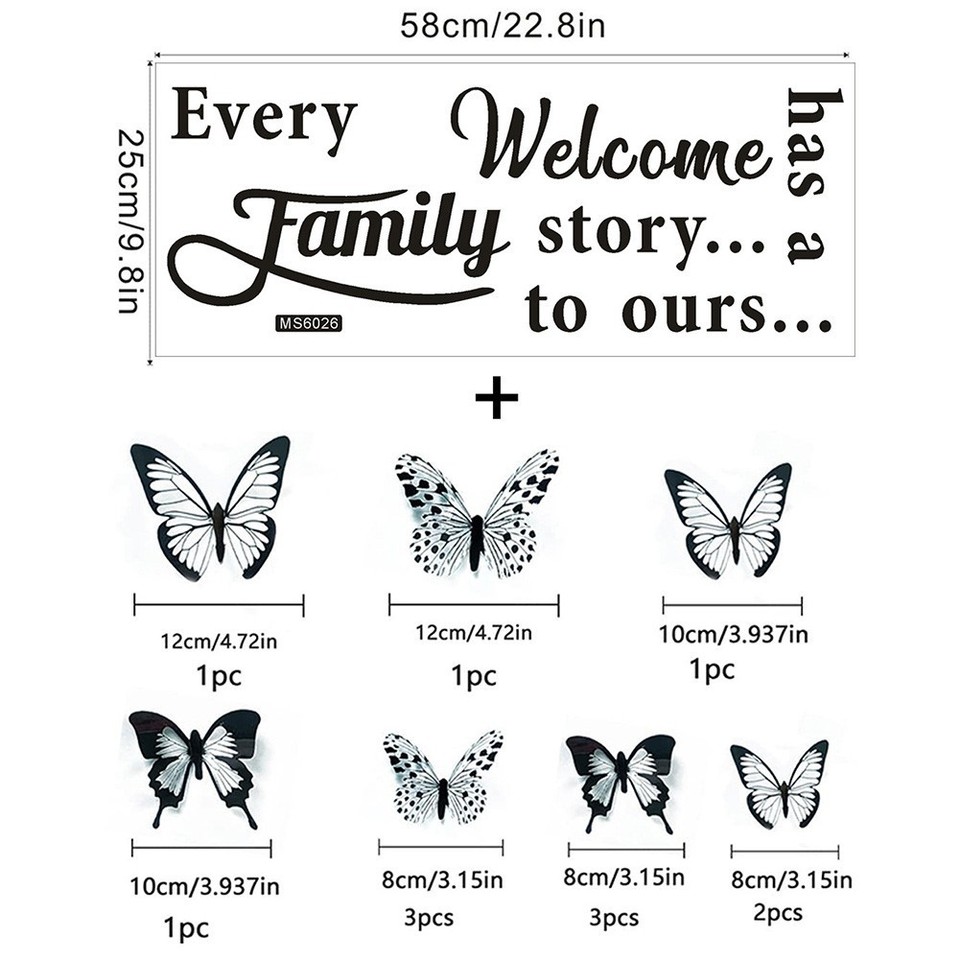 Living Room Office Wall Stickers Removable 1 Set Art Butterflies Large