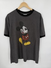 Vintage Disney World Mickey Mouse Ringer T-Shirt Gray XL Graphic Classic Retro