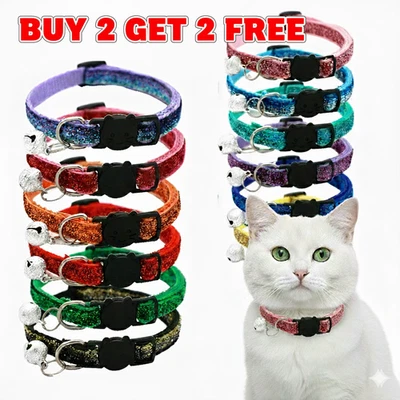 Cat Collar Reflective Safety Breakaway Adjustable Kitten Collar with Bell BELLA