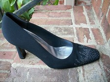 STUART WEITZMAN BLACK MATTE FABRIC CRYSTAL SPARKLE EVENING COCKTAIL PUMP HEEL 10