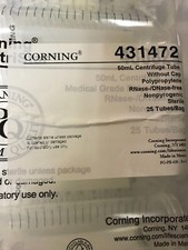 CORNING 431472 50mL POLYPROPYLENE CENTRIFUGE TUBE WITHOUT CAP PACK OF 25