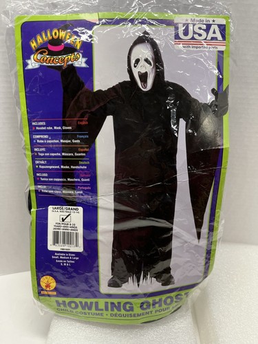 Halloween Fantasma Aullador Conjunto Completo Disfraz Bata Máscara y Guantes Talla Grande 12-14 - Imagen 2 de 7